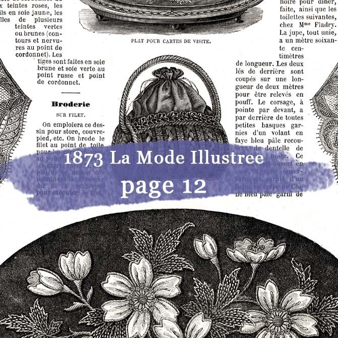 1873 フランスファッション誌『 La Mode Illustree 』Page12 銅版画