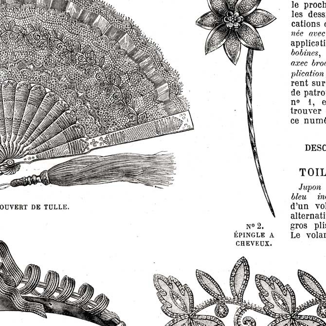 1873 フランスファッション誌『 La Mode Illustree 』Page2 銅版画