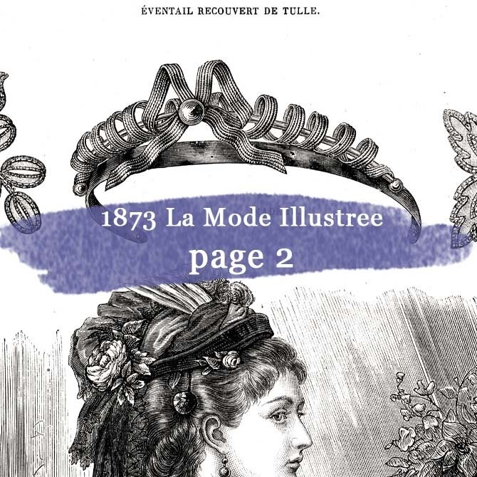 1873 フランスファッション誌『 La Mode Illustree 』Page2 銅版画