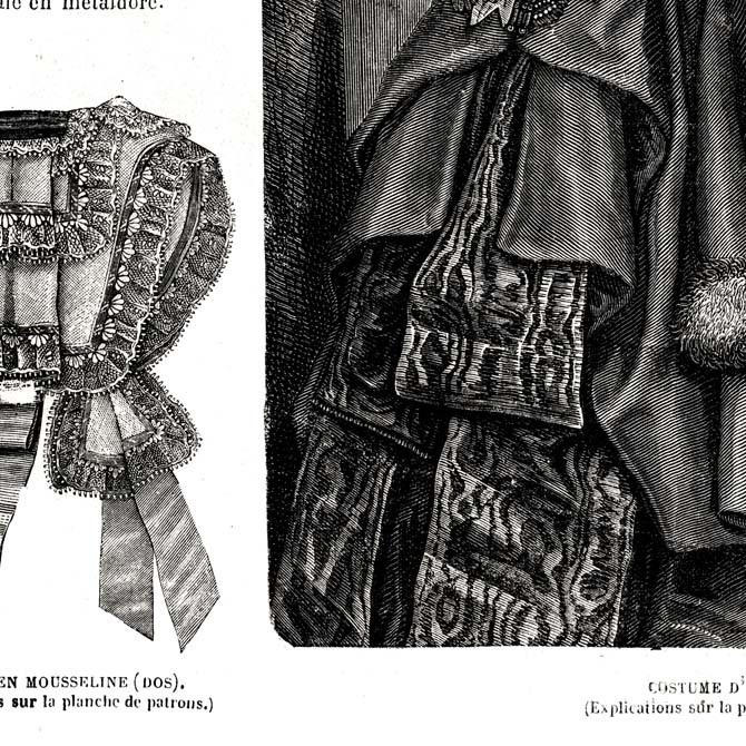 1873 フランスファッション誌『 La Mode Illustree 』Page2 銅版画