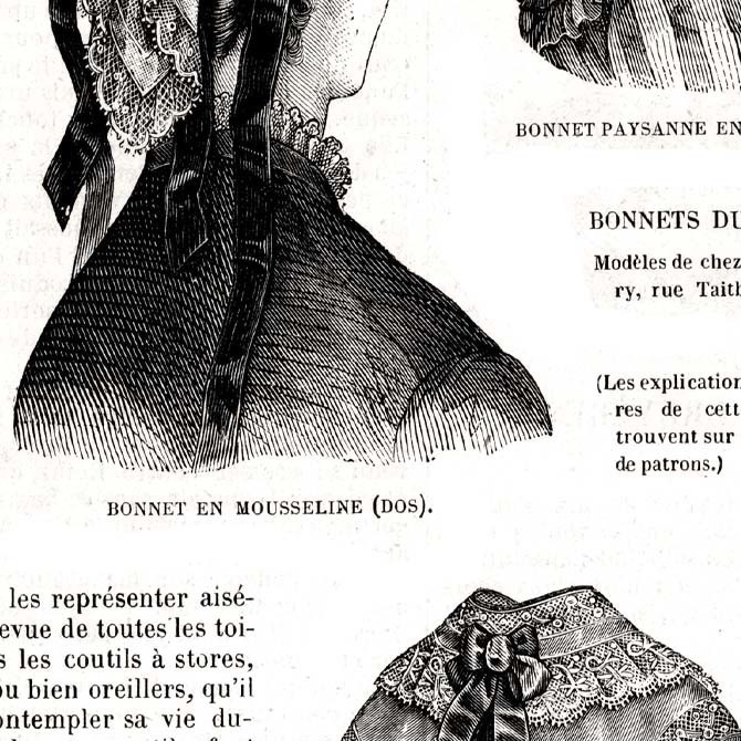1873 フランスファッション誌『 La Mode Illustree 』Page53 銅版画