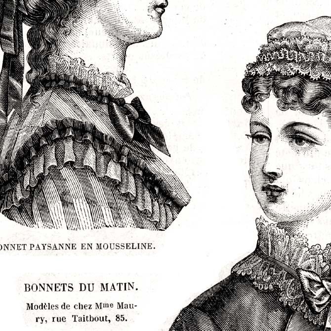 1873 フランスファッション誌『 La Mode Illustree 』Page53 銅版画