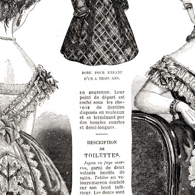 1873 フランスファッション誌『 La Mode Illustree 』Page37 銅版画