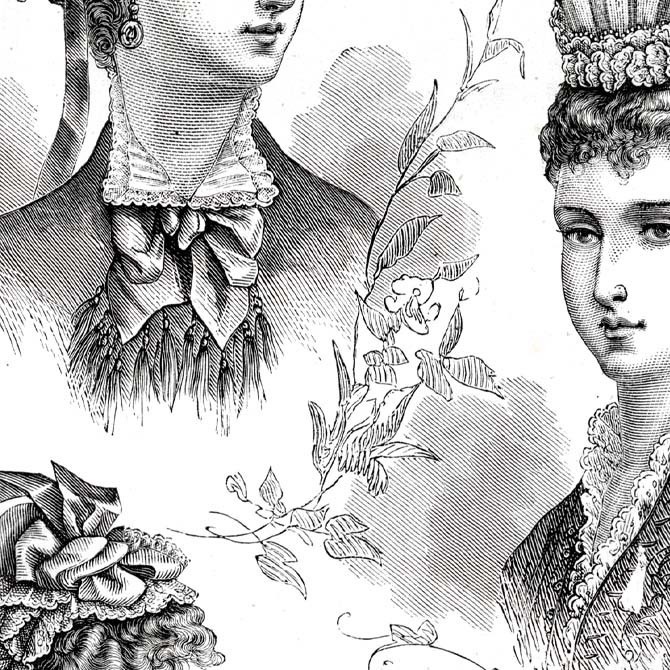 1873 フランスファッション誌『 La Mode Illustree 』Page211 銅版画