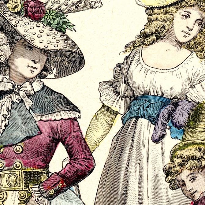 1900s『コスチュームの歴史 Zur geschichte der costume』 No.1077 手彩色リトグラフ データ