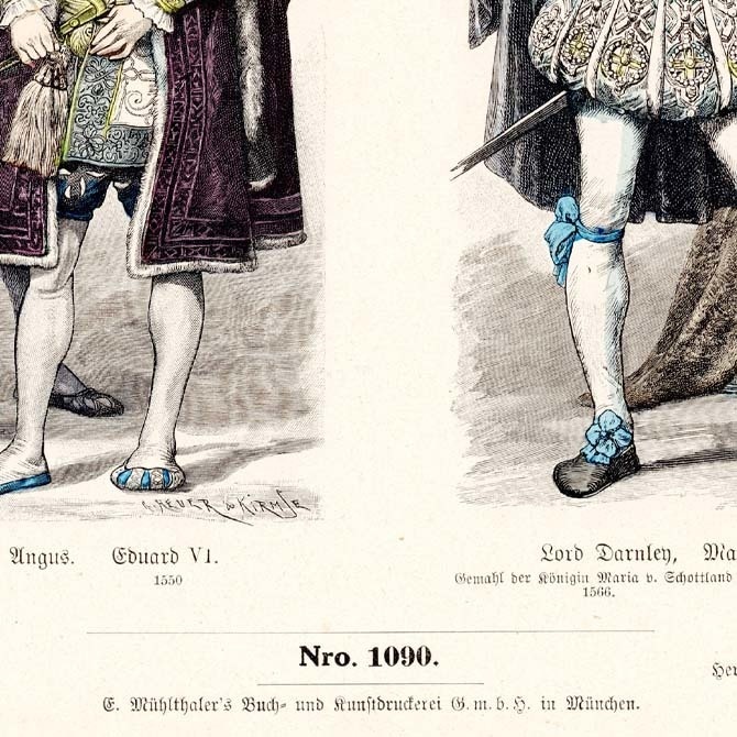 1900s『コスチュームの歴史 Zur geschichte der costume』 Nro.1090 手彩色リトグラフ データ