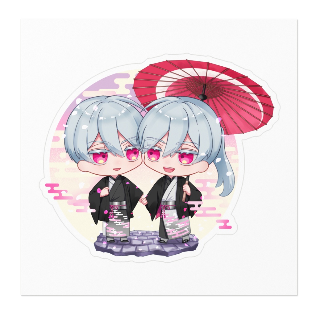和装双子ステッカー