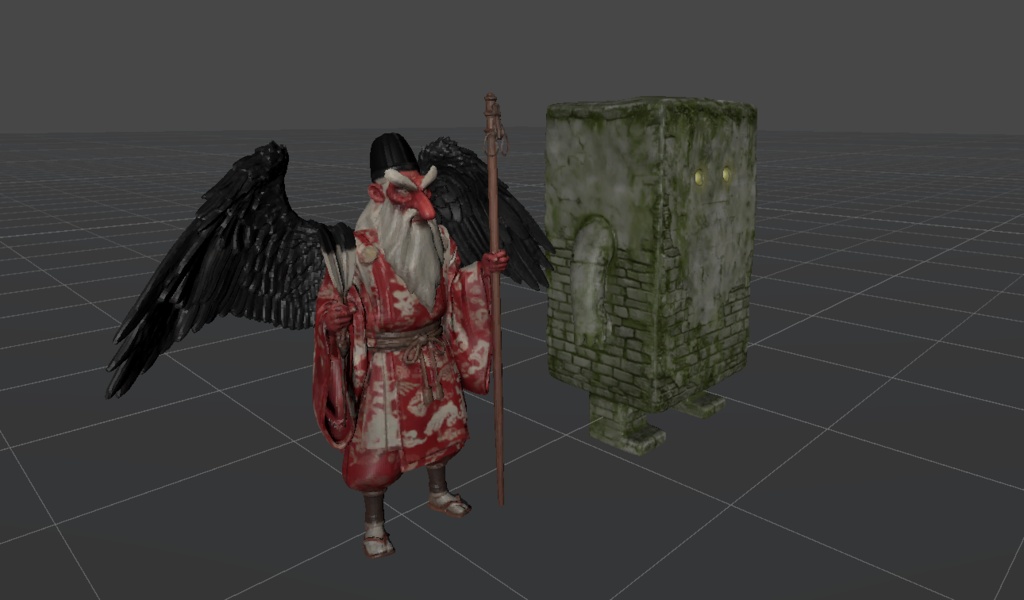 【J-Horror】簡易3Dホラーモデル2点セット その4【ぬりかべ・天狗】