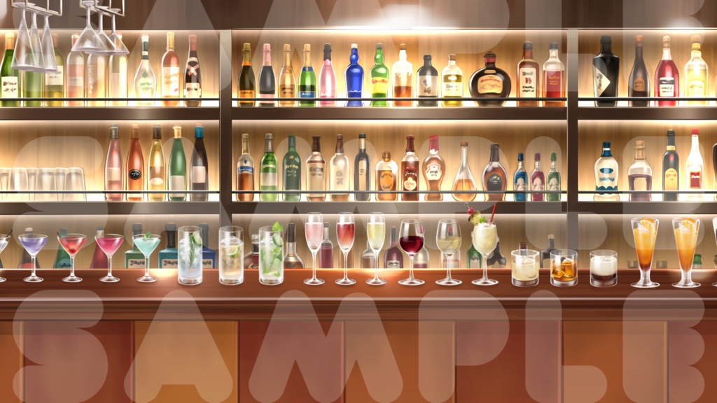 【配信背景】お酒いっぱい!バーカウンター二種