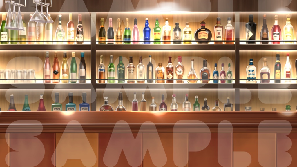 【配信背景】お酒いっぱい!バーカウンター二種