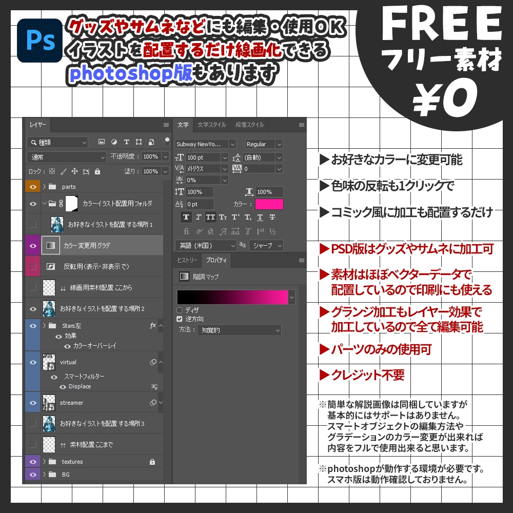 【無料版あり・PSDファイルあり・フリー素材】グランジなフレーム素材【おはV素材】【おやすみVtuber素材】