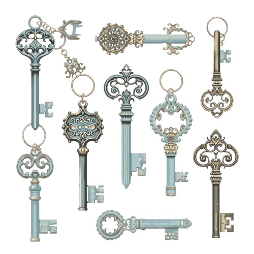 Blue Antique – かわいいアンティーク雑貨のクリップアート素材集(PNG形式)