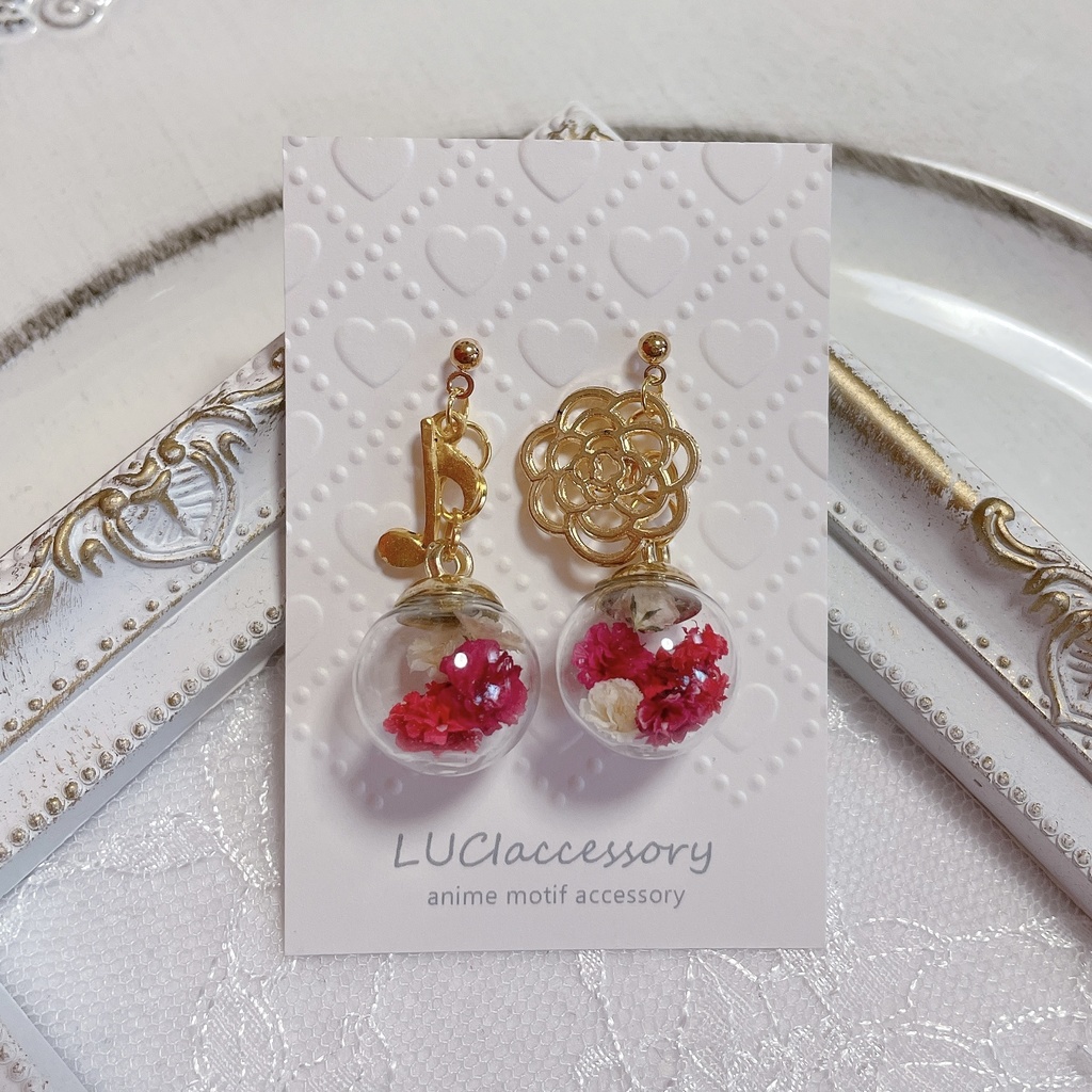 【シンフォギア】シンプルガラスドームピアス