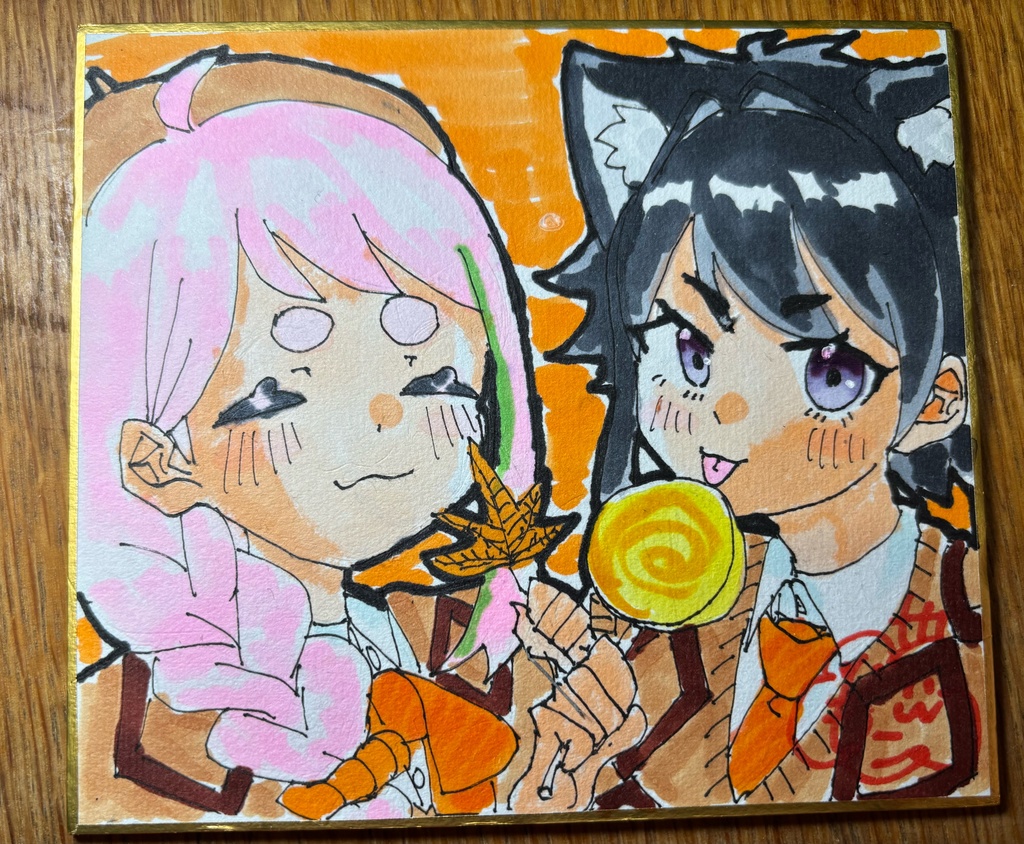 世界で1枚手描き色紙