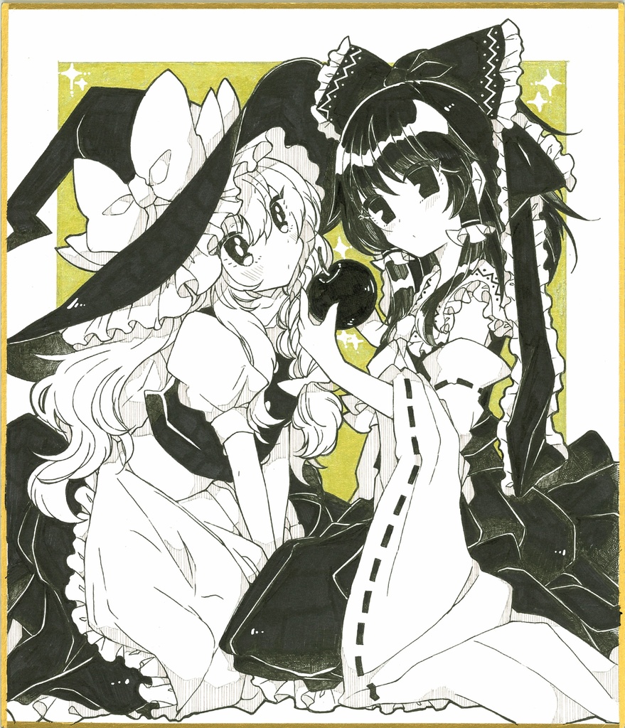 ※モノクロ色紙（霊夢、魔理沙）