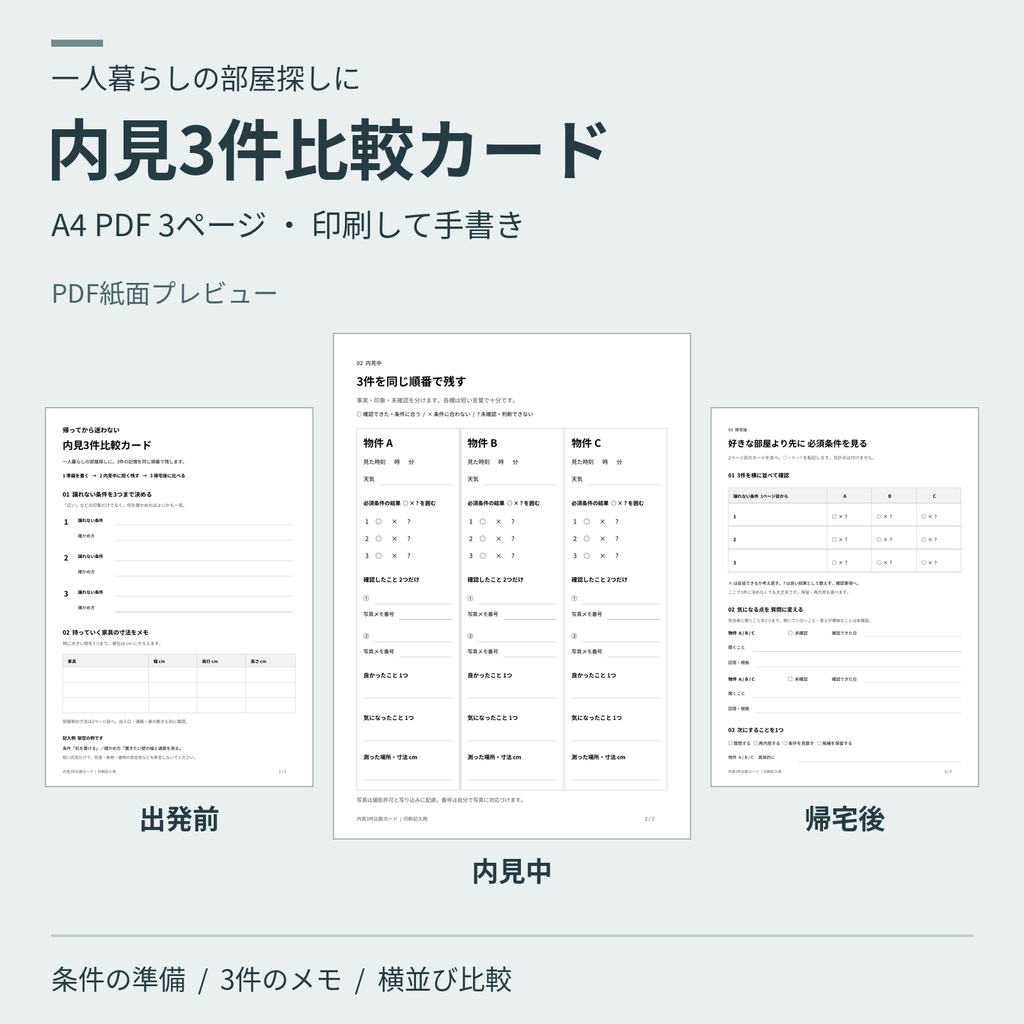 内見3件比較カード
