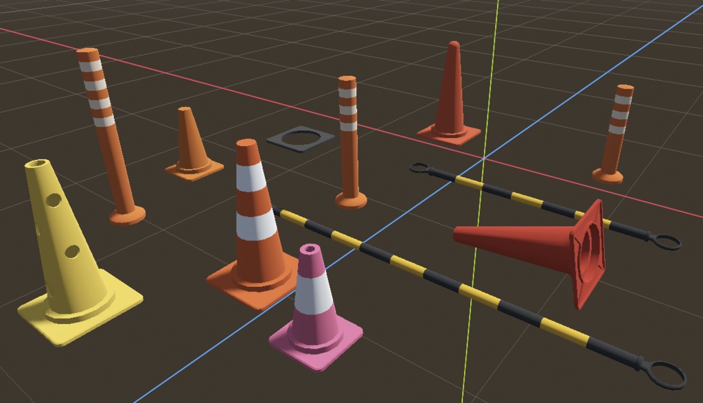 カラーコーン類の3Dモデルセット