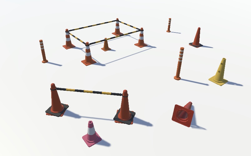 カラーコーン類の3Dモデルセット