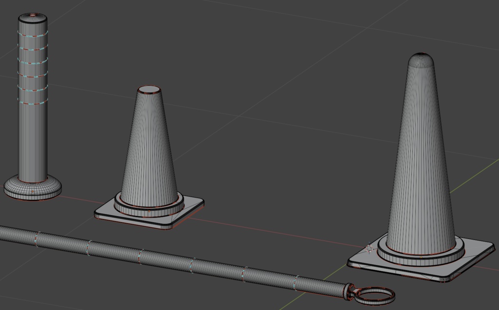コーンの3Dモデル集|ハイポリ|Blender Asset Pack|Traffic cone
