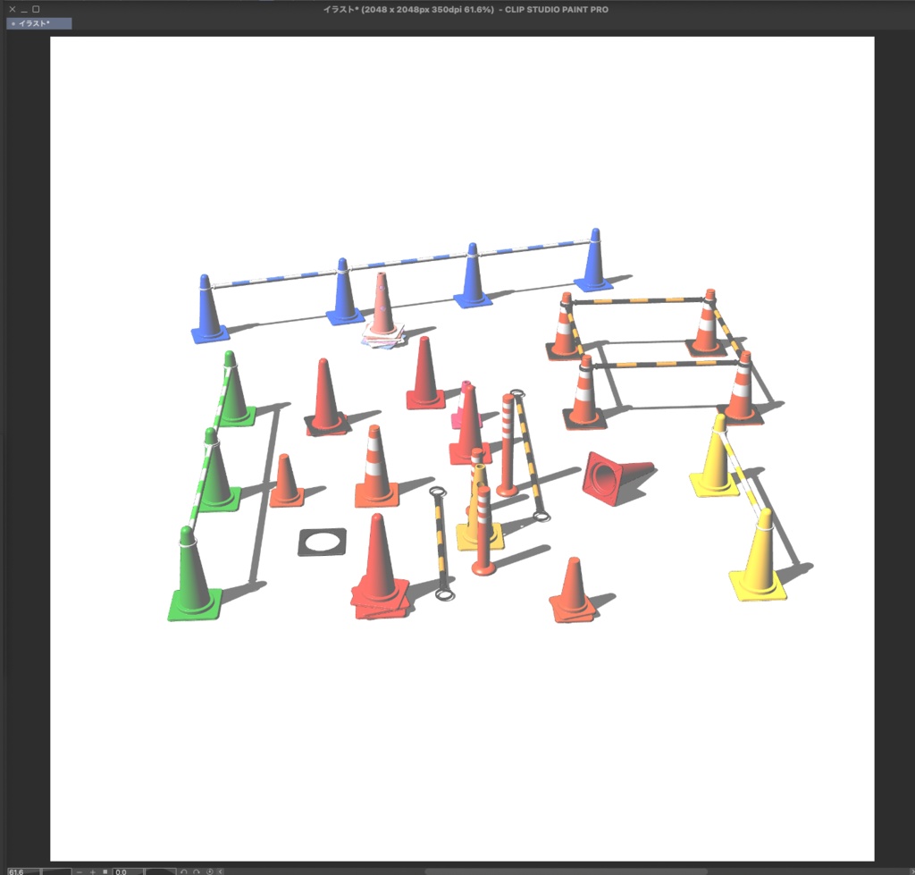 コーンの3Dモデル集|ハイポリ|Blender Asset Pack|Traffic cone