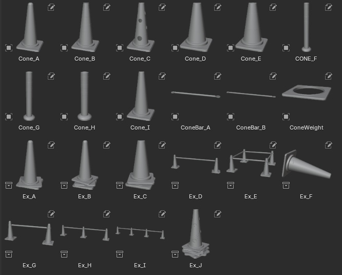 コーンの3Dモデル集|ハイポリ|Blender Asset Pack|Traffic cone