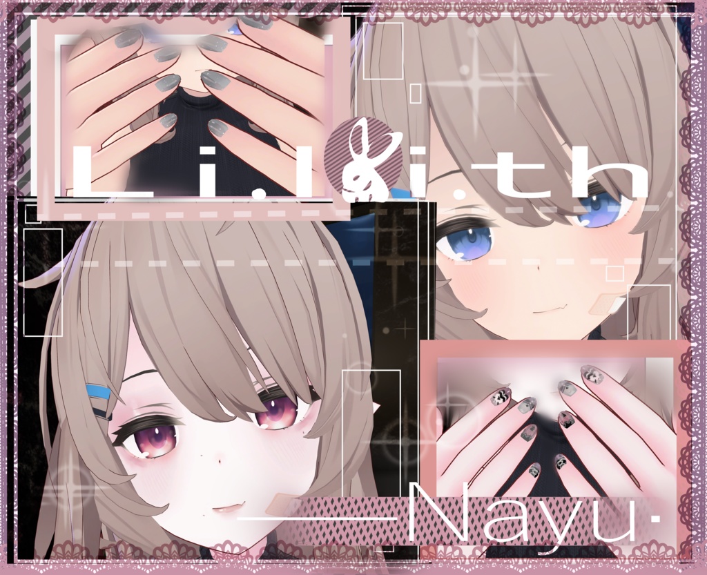 【ナユ/Nayu専用】White&pink Skin·Eye texture*9種·地雷系make up·sick kawaii nail