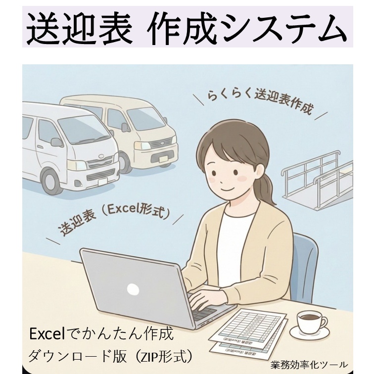 介護施設・デイサービス向け 送迎表 作成システム Excel【正式版】ダウンロード版（ZIP形式）