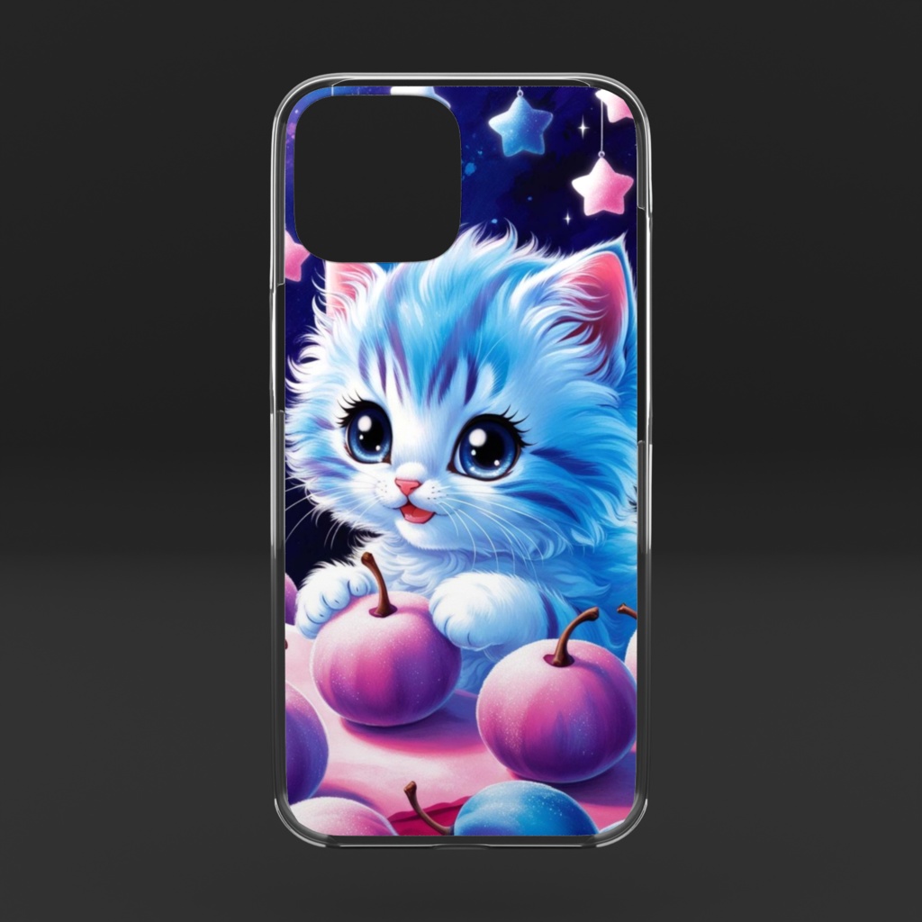 宇宙の果物を食べるスペースキャットのスマホケース