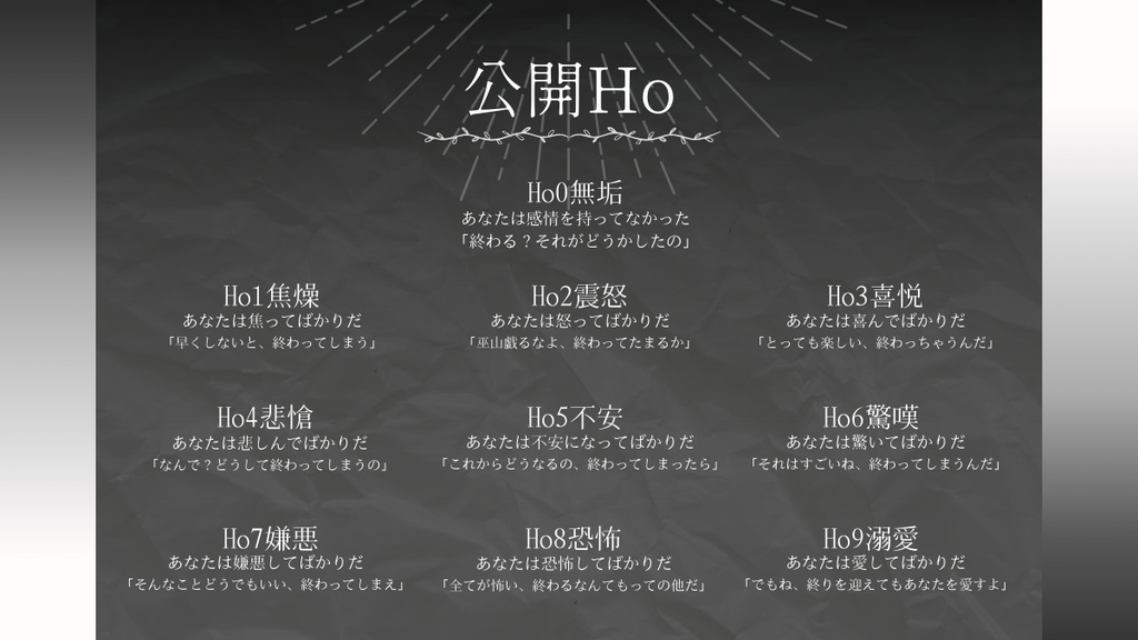 【CoCシナリオ】 異感情物語純謳歌 【SPLL:E195131】