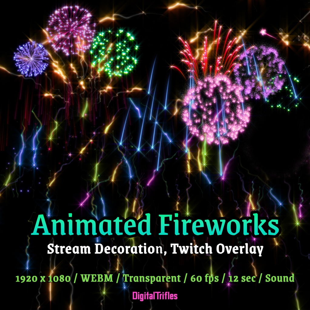 美しい花火、Twitch オーバーレイ、ストリーム アラート、新年 / Beautiful Fireworks, Twitch Overlay, Stream Alert