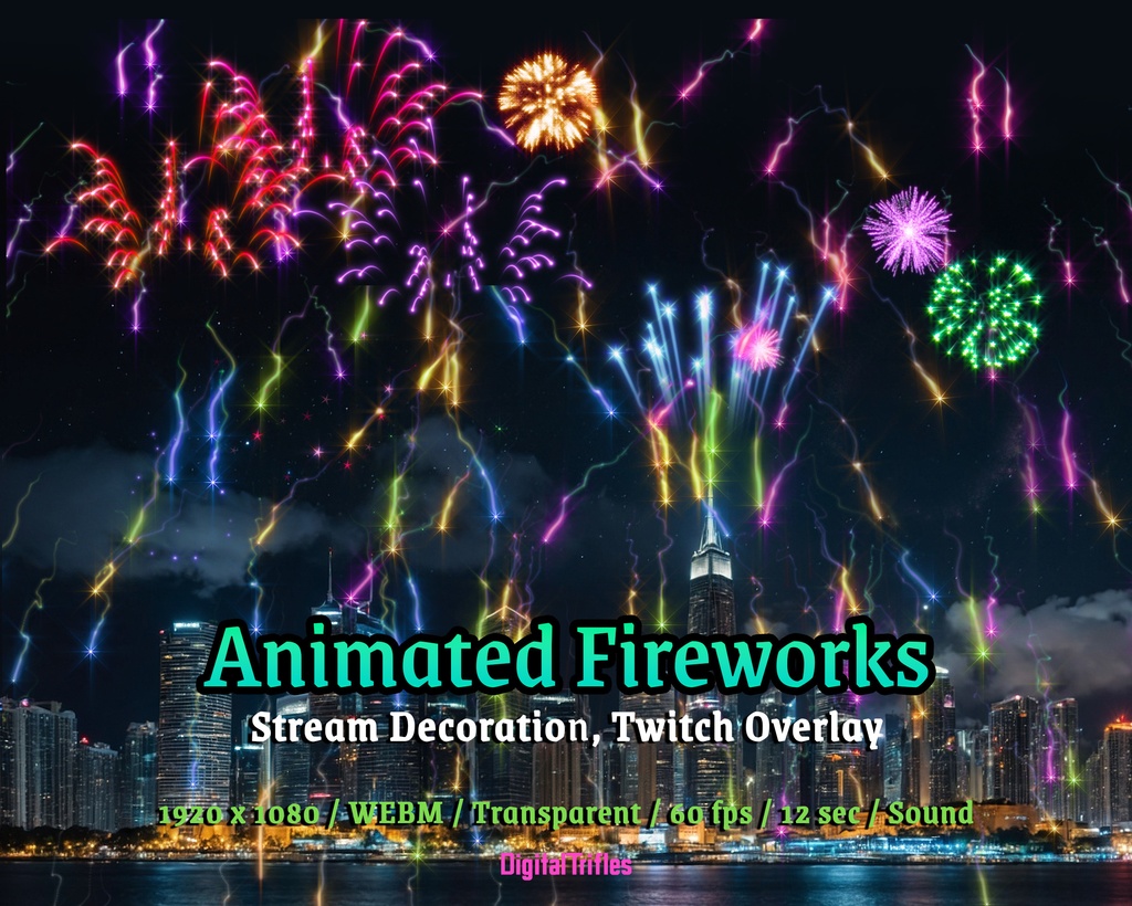 美しい花火、Twitch オーバーレイ、ストリーム アラート、新年 / Beautiful Fireworks, Twitch Overlay, Stream Alert