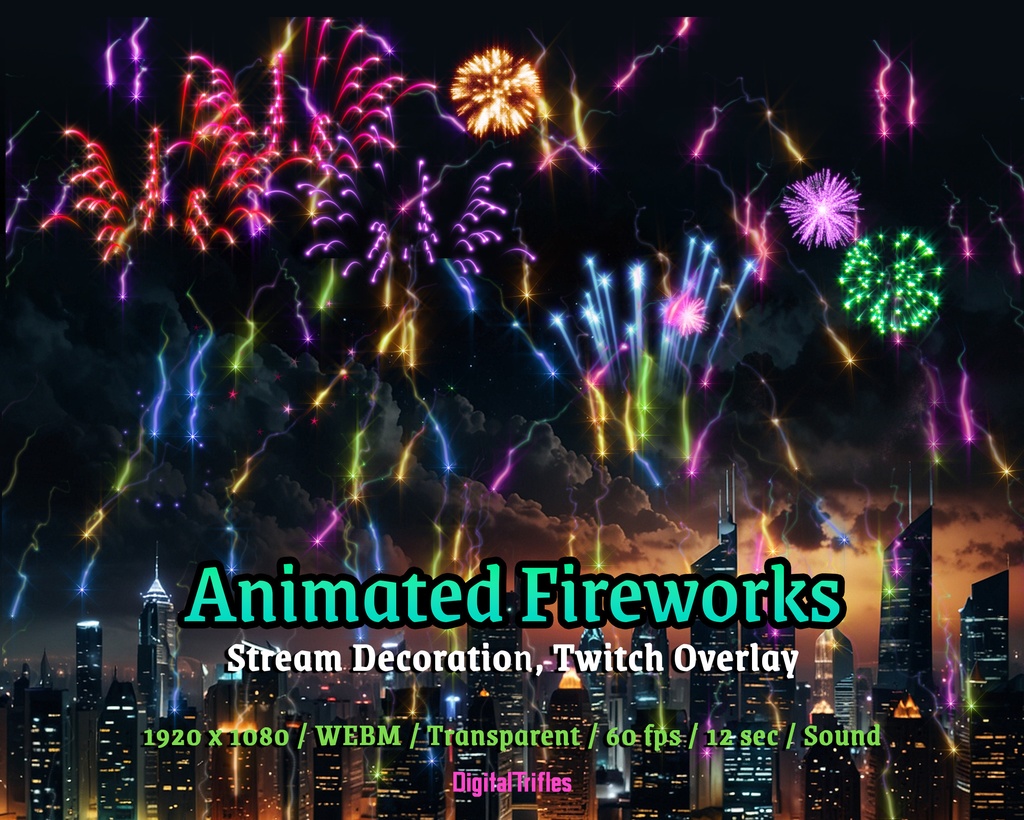 美しい花火、Twitch オーバーレイ、ストリーム アラート、新年 / Beautiful Fireworks, Twitch Overlay, Stream Alert