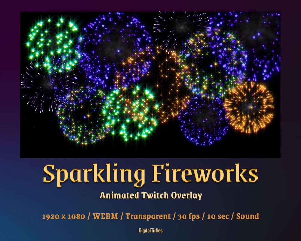 アニメーション付ききらめく花火 | Twitch オーバーレイ | ストリーム アラートとデコレーション / Animated Sparkling Fireworks | Twitch Overlays | Stream Alerts and Decorations