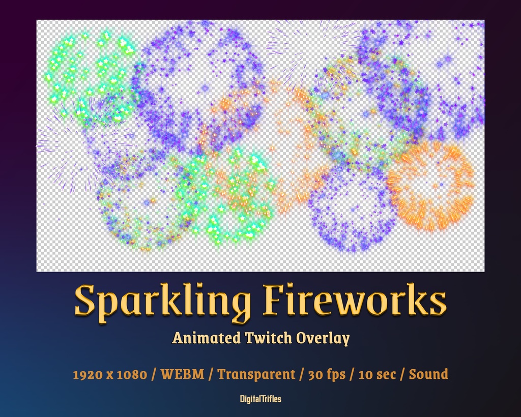 アニメーション付ききらめく花火 | Twitch オーバーレイ | ストリーム アラートとデコレーション / Animated Sparkling Fireworks | Twitch Overlays | Stream Alerts and Decorations