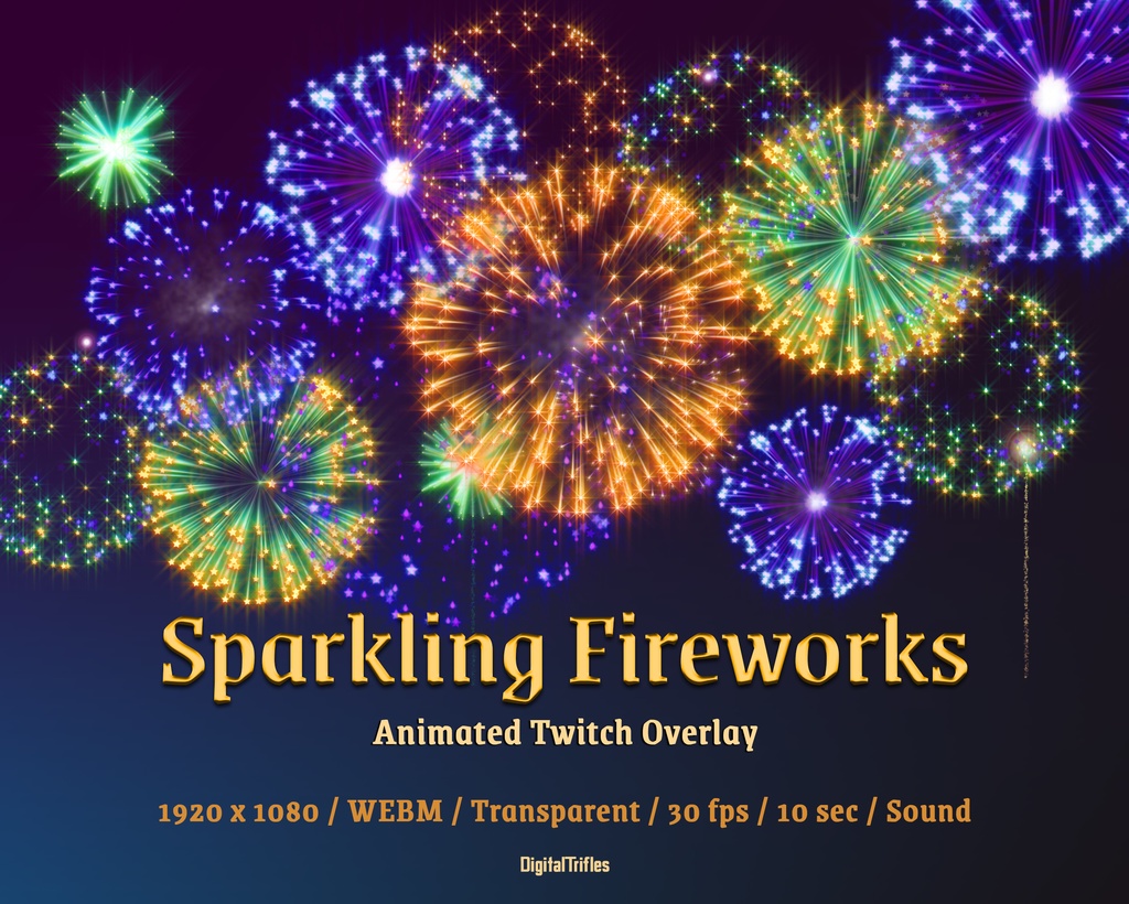 アニメーション付ききらめく花火 | Twitch オーバーレイ | ストリーム アラートとデコレーション / Animated Sparkling Fireworks | Twitch Overlays | Stream Alerts and Decorations