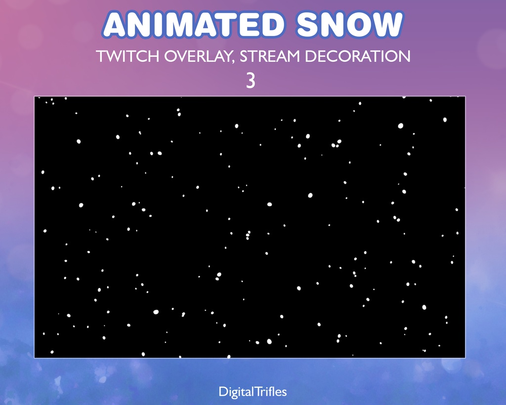 アニメーション化された雪の Twitch オーバーレイ、ストリーム アセット、冬とクリスマスのストリーミング テーマ、4 つの降雪と雪の結晶のストリーム デコレーション、ループ動画 / Animated Snow Twitch Overlay, Winter, Christmas, Snowfall, Snowflake, Stream Decorations, Loop