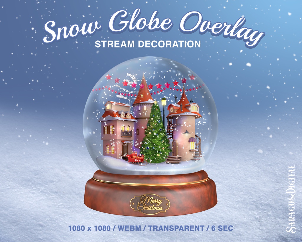 透明な背景のスノーグローブ、ストリーマーと VTuber アセット、アニメーション ストリーム デコレーション、居心地の良いクリスマス Twitch オーバーレイ /Animated Snow Globe, Streamer & VTuber Asset, Stream Decoration, Christmas Twitch Overlay, Transparent WEBM