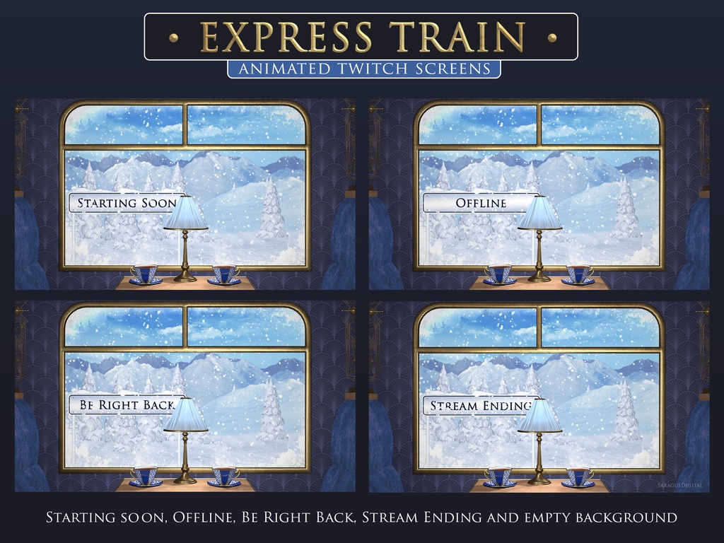 クリスマス トレイン、動く配信画面、冬の Vtuber 背景、ファンタジー スノー レールウェイ 、まもなく開始、サウンド、ループ動画 /Christmas Train, Twitch Stream Animated Overlays, Winter VTuber Background, Fantasy Snow Railway, Starting Soon, Sound