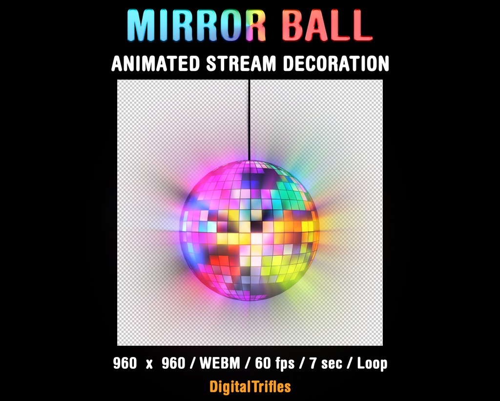 ミラーボールストリームアニメーション、Twitchオーバーレイ、音楽ストリーマーとVtuber、ダンシング 、チャッ、OBSのシーン / Mirror Ball Stream Animation, Twitch Overlay, Stream Decoration for Music Streamers and Vtubers, Dancing, Just Chatting