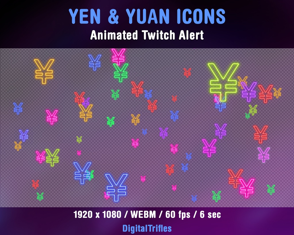 円と元の記号Twitchアラート、マネーストリームデコレーション、日本と中国の通貨記号、ストリーマーとVTuber向けのアニメーションオーバーレイ / Yen and Yuan Sign Twitch Alert, Money Stream Decoration, Japanese and Chinese Currency Symbol, Animated Overlay