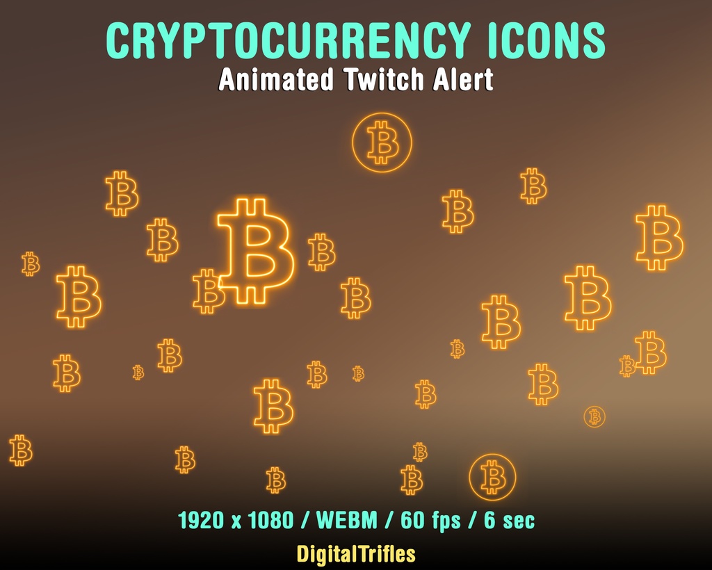 ビットコイン サイン Twitch アラート、暗号通貨のゴールド アイコン、ストリーム デコレーション、ストリーマーと VTuber 向けのアニメーション オーバーレイ / Bitcoin Twitch Alert, Gold Icons of Cryptocurrency, Stream Decoration, Animated Overlay