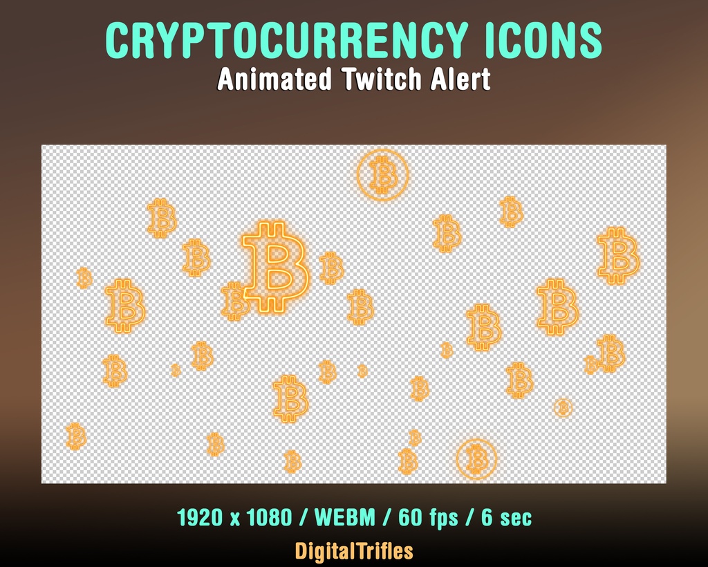ビットコイン サイン Twitch アラート、暗号通貨のゴールド アイコン、ストリーム デコレーション、ストリーマーと VTuber 向けのアニメーション オーバーレイ / Bitcoin Twitch Alert, Gold Icons of Cryptocurrency, Stream Decoration, Animated Overlay