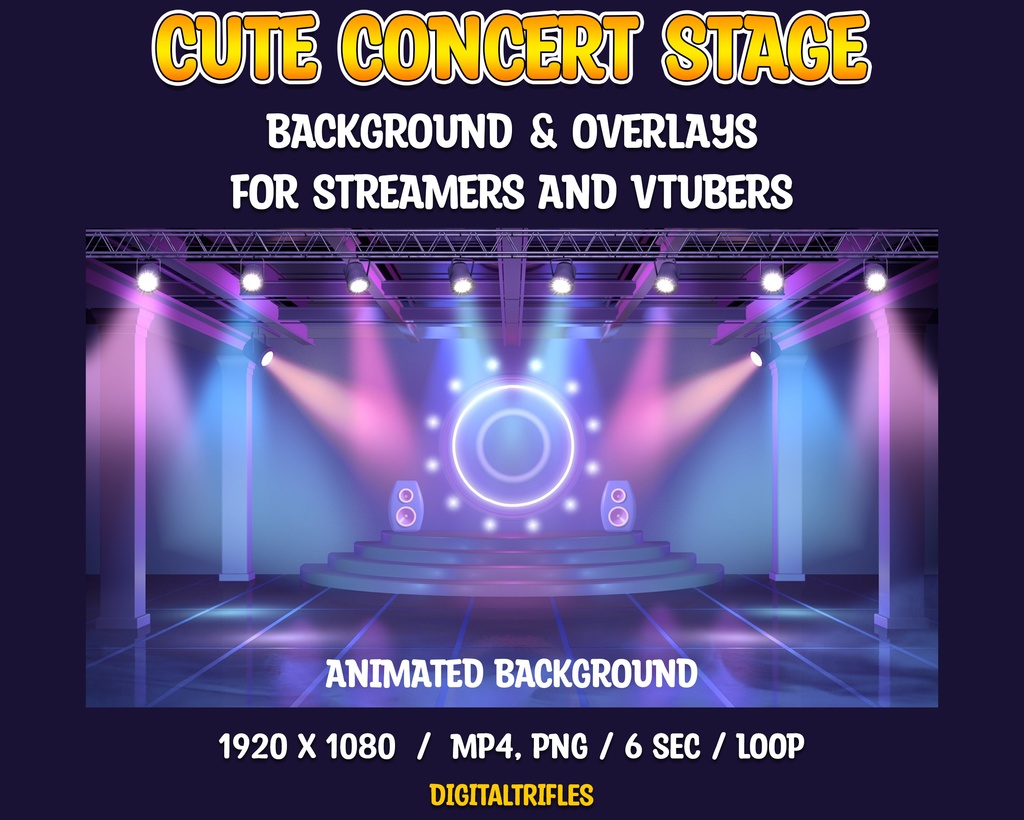 ストリーマーやVTuber、向けのアニメーションステージライトエフェクト、コンサートライブ会場背景、Twitchストリームオーバーレイ、OBS対応 / Concert Stage Twitch Stream Overlays for Streamers, VTubers, Light Effects, Design for Singer, Dancer, Karaoke, OBS