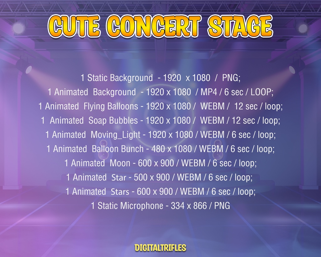 ストリーマーやVTuber、向けのアニメーションステージライトエフェクト、コンサートライブ会場背景、Twitchストリームオーバーレイ、OBS対応 / Concert Stage Twitch Stream Overlays for Streamers, VTubers, Light Effects, Design for Singer, Dancer, Karaoke, OBS