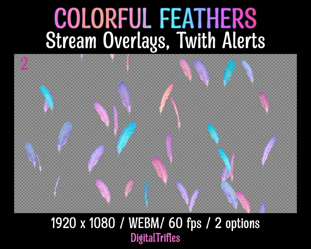 舞い散る羽、アニメーションアラート、Twitchオーバーレイ、VTuberやストリーマー向けのストリーム装飾、かわいい、パステル、鳥、天使 / Falling Feathers Animated Alerts, Twitch Overlay, Stream Decor for VTubers and Streamers, Kawaii, Pastel, Bird, Angel