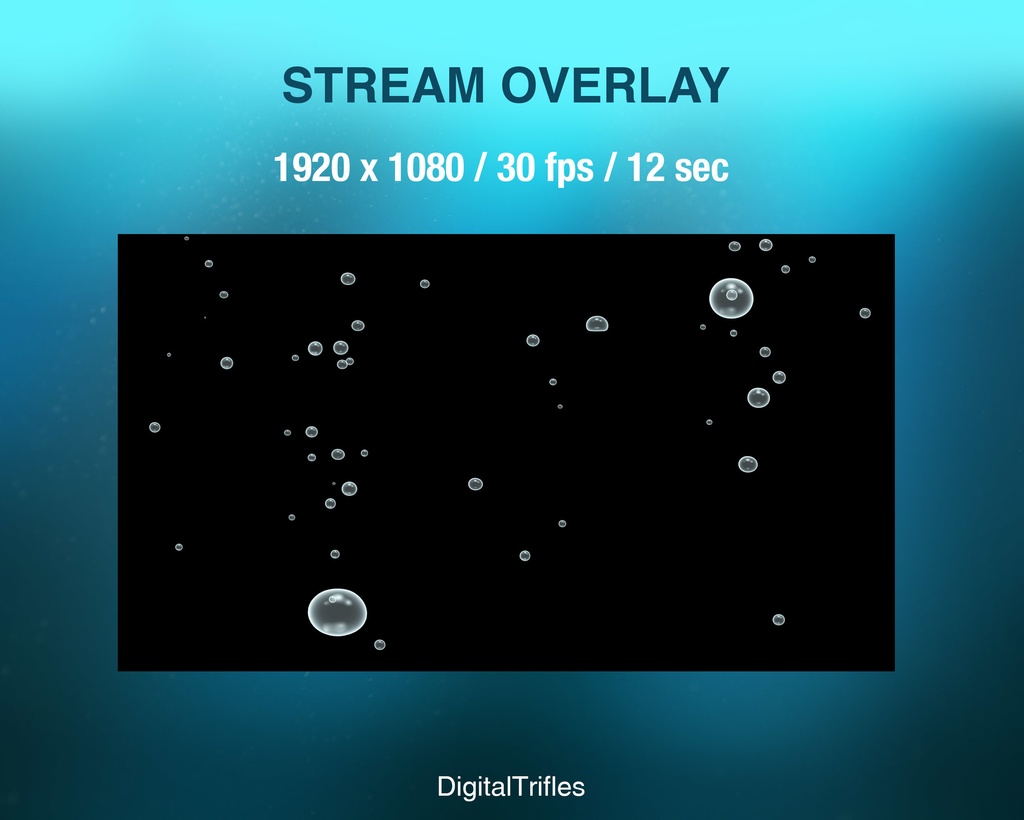 水中の泡、アニメーションアラート、Twitchオーバーレイ、VTuberやストリーマー向けのストリーム装飾、水中世界、海、海洋、人魚 / Animated Underwater Air Bubbles, Twitch Overlays, Stream Alerts, VTuber and Streamer Assets