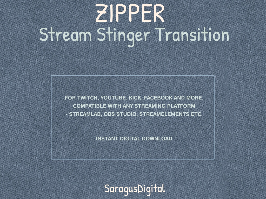 Twitchスティンガートランジション、ジッパーとかわいい猫、配信トランジション、アニメーションオーバーレイ、ストリーマーやVTuber向け / Twitch Stinger Transition, Zipper and Cute Cats, Stream Transition, Animated Overlay, for Streamers and VTubers