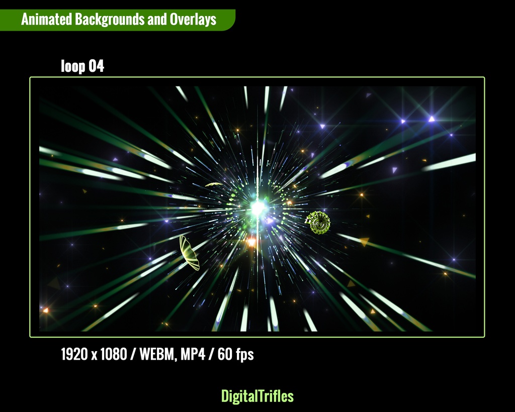 ビデオループ、アニメーション配信オーバーレイ&背景、VTuber・ストリーマー向けビジュアル、VJループ、パープルグリーンの海 / Video Loops, Animated Stream Overlays & Backgrounds, VTuber & Streamer Visuals, VJ Loops, Purple-Green Ocean, 9 WEBM + 9 MP4