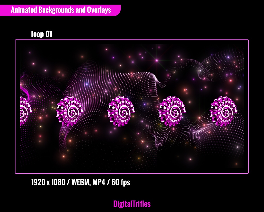 ビデオループ、アニメーション配信オーバーレイ&背景、VTuber・ストリーマー向けビジュアル、VJループ、パープルグリーンの海 / Video Loops, Animated Stream Overlays & Backgrounds, VTuber & Streamer Visuals, VJ Loops, Purple-Green Ocean, 9 WEBM + 9 MP4