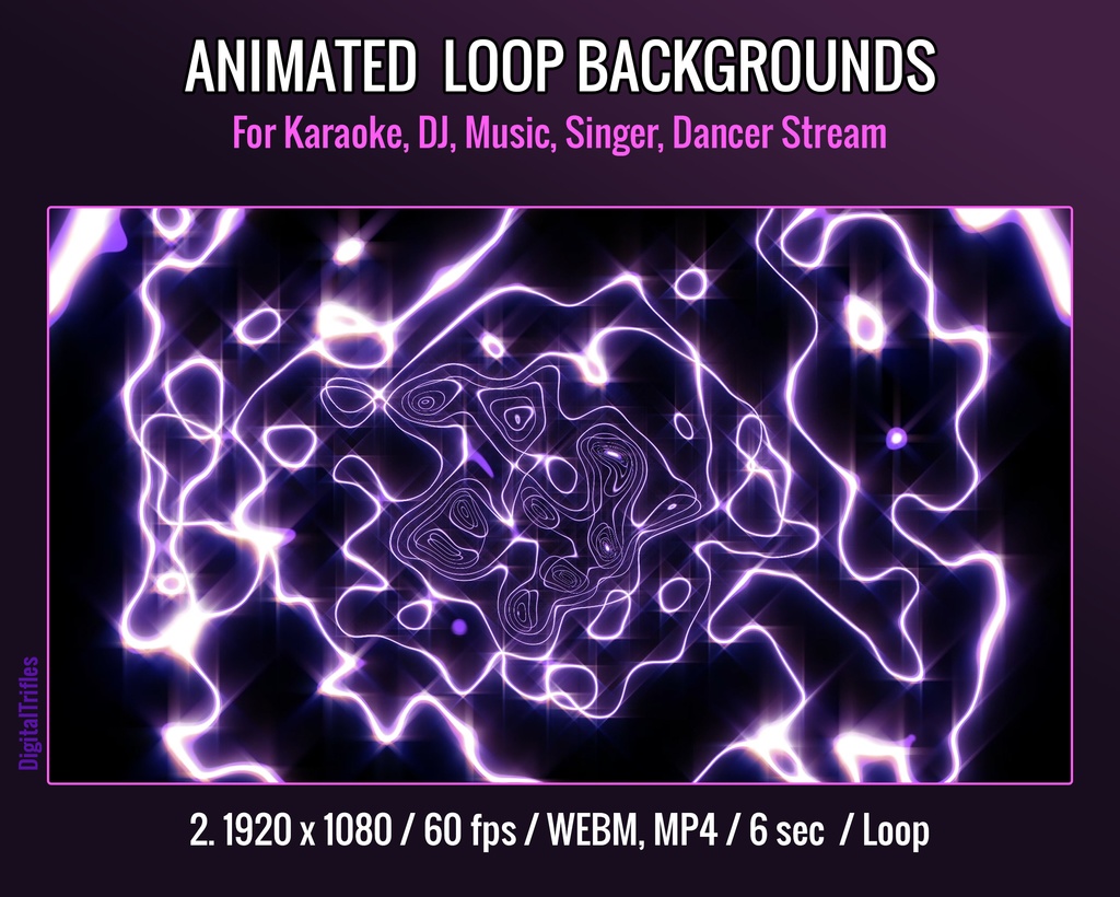 アニメーション配信背景、ビデオループ、DJ・VJ・カラオケ・歌手・ダンサー向けの3種類のステージライトエフェクト、ストリーマーとVTuber用Twitchオーバーレイ / Animated Stream Backgrounds, Video Loops, Lights FX for Streamer, VTuber, DJ, VJ, Karaoke, Singer, Dancer